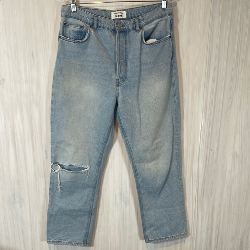 REFORMATION CYNTHIA CROPPED DISTRESSED HIGH RISE 31 c